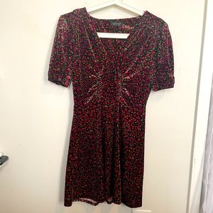 TopShop Floral Velvet Ruched Bust Mini Dress.